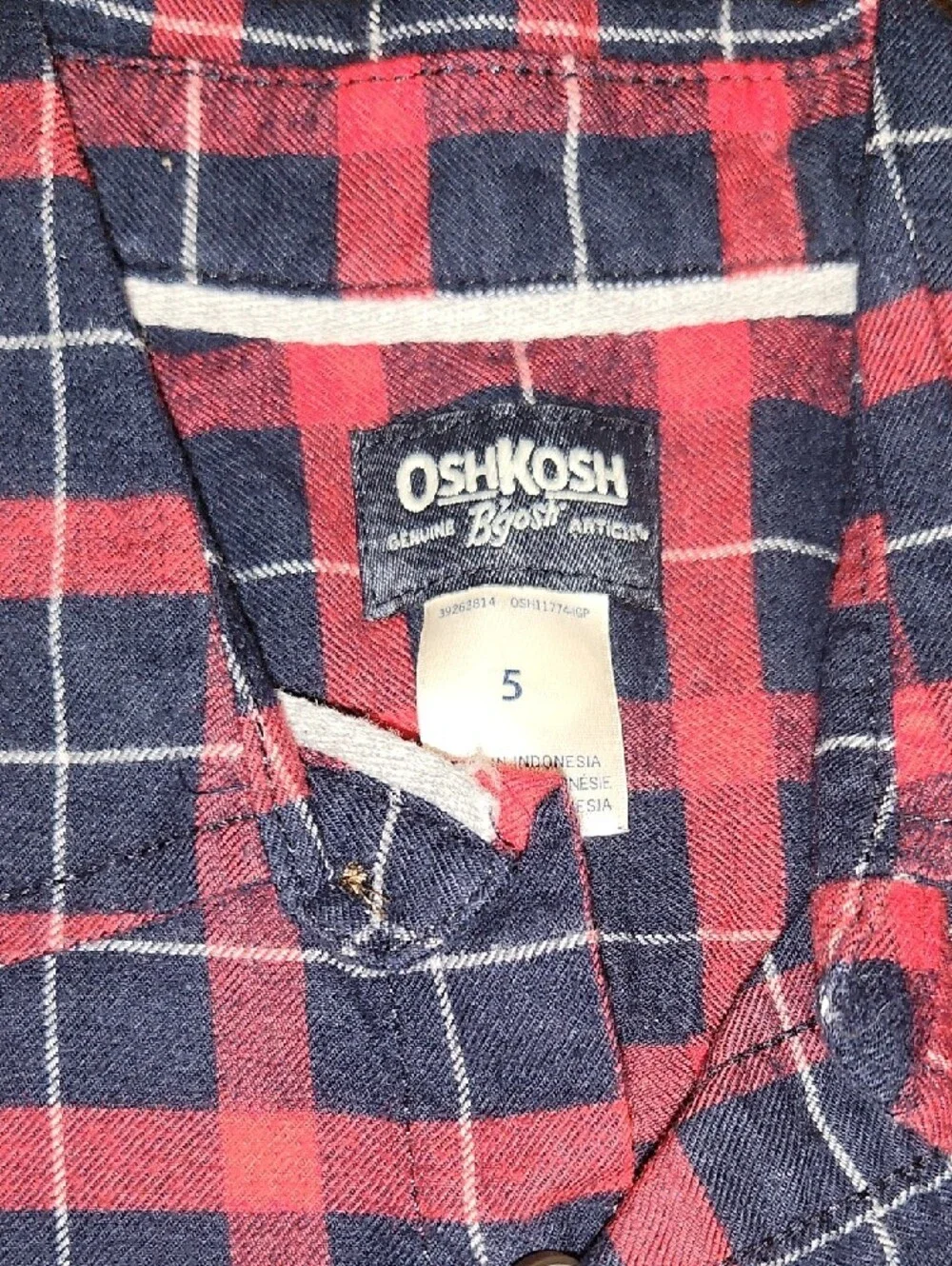 NWT OshKosh B'gosh Red & Navy Plaid Button-Down Shirt